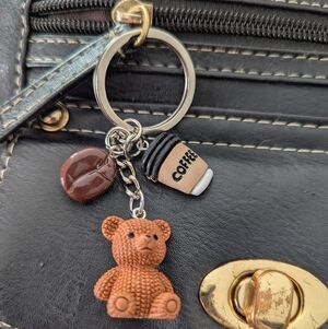 2/$15 3D Cute/Little/Cartoon Bear and Coffee Keychain/ Bag Charm/ Accessories